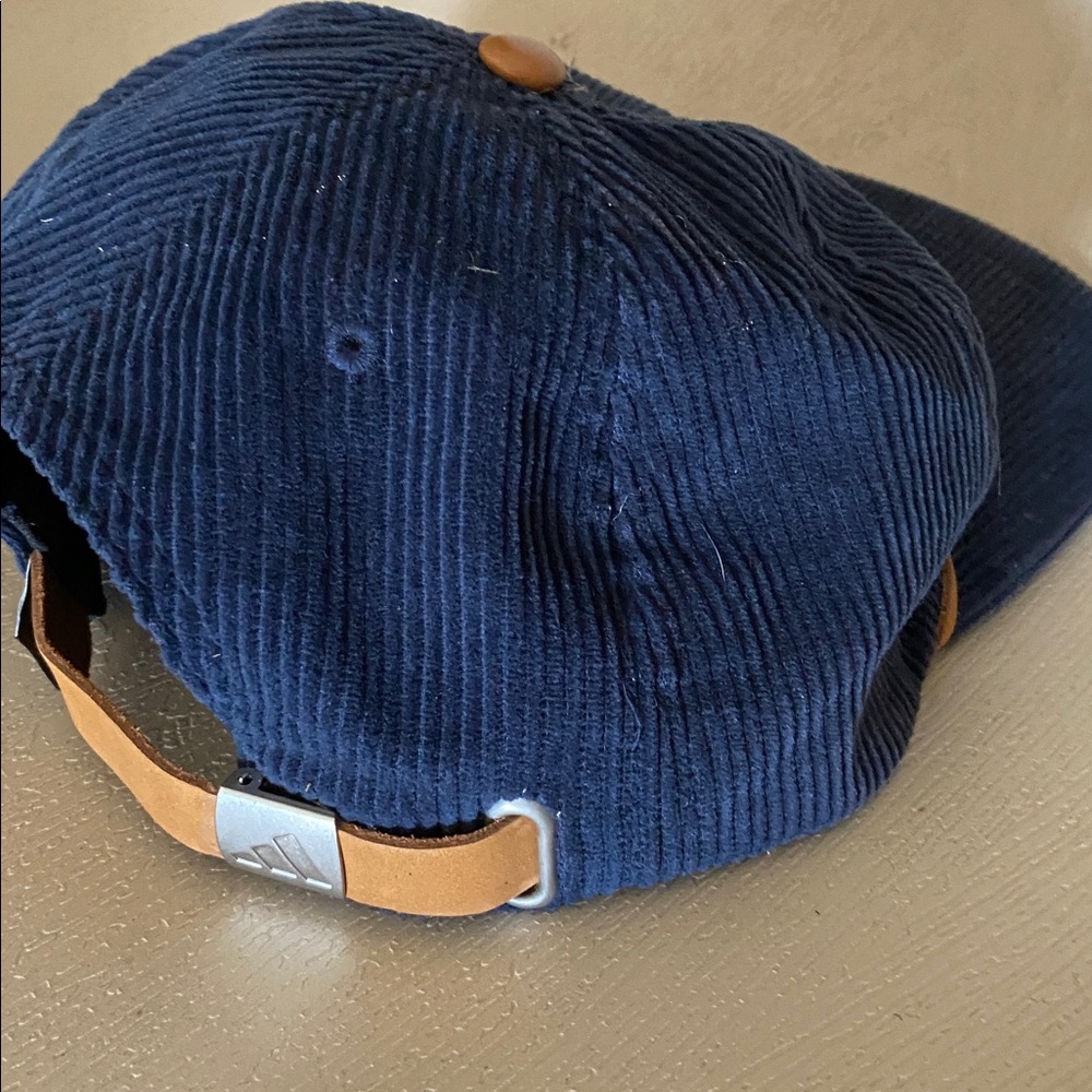 Adidas Golf Slideback Leather Cord Corduroy Hat Navy Blue OSFM Embroidered New - Picture 7 of 7